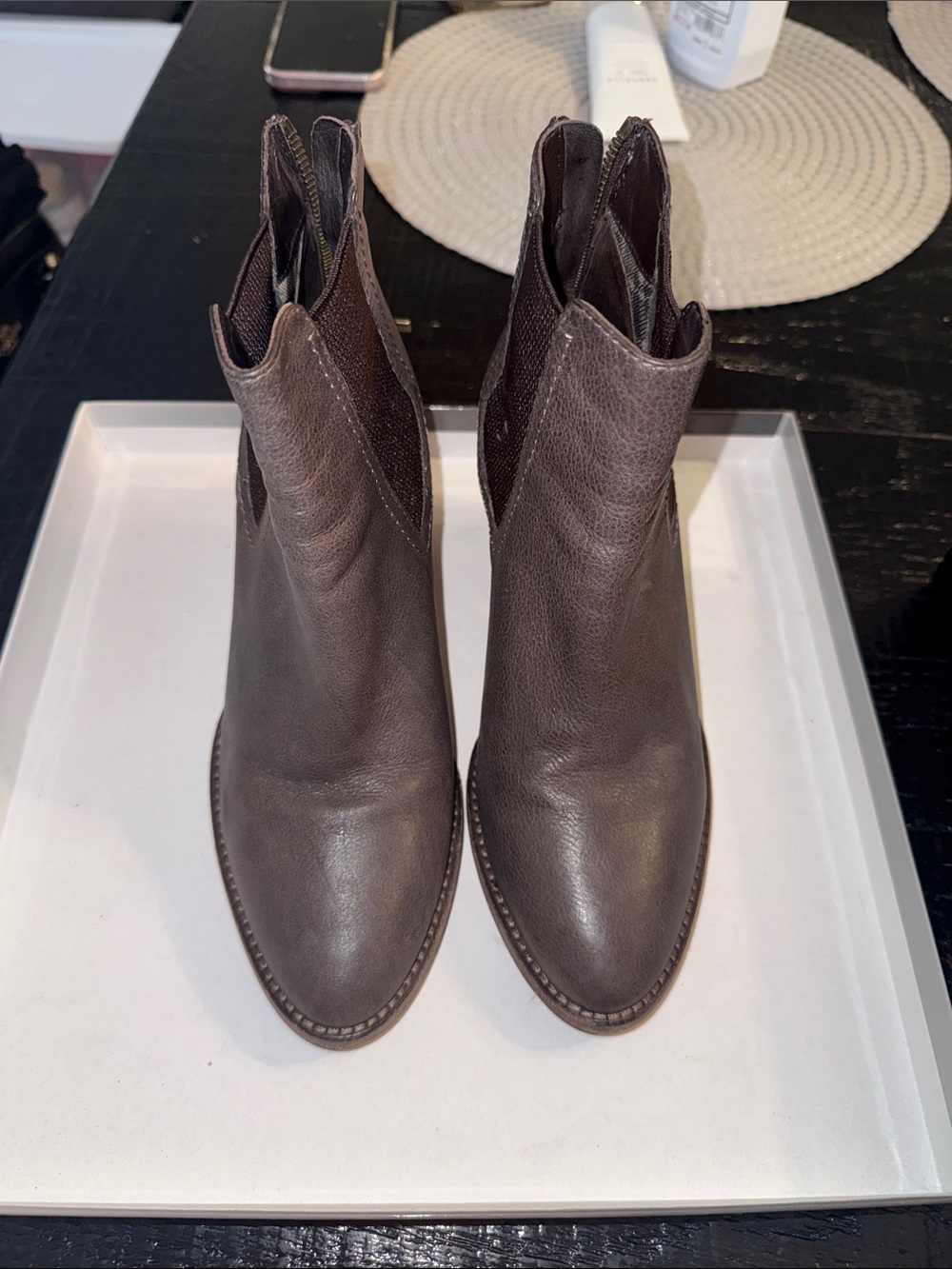 Women's Dark Brown Leather Ankle Booties - Sleek Pull-On Style made in Italy